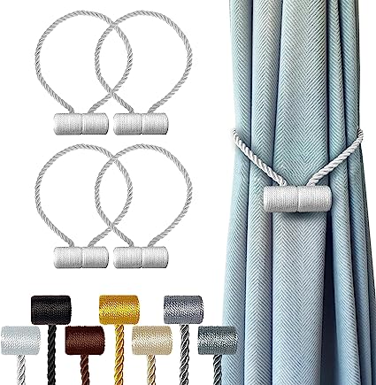 2 alzapaños de cortina, alzapaños magnéticos para cortina, alzapaños de  cortina, clips de aleación para ventana para cortinas (hoja dorada) ER