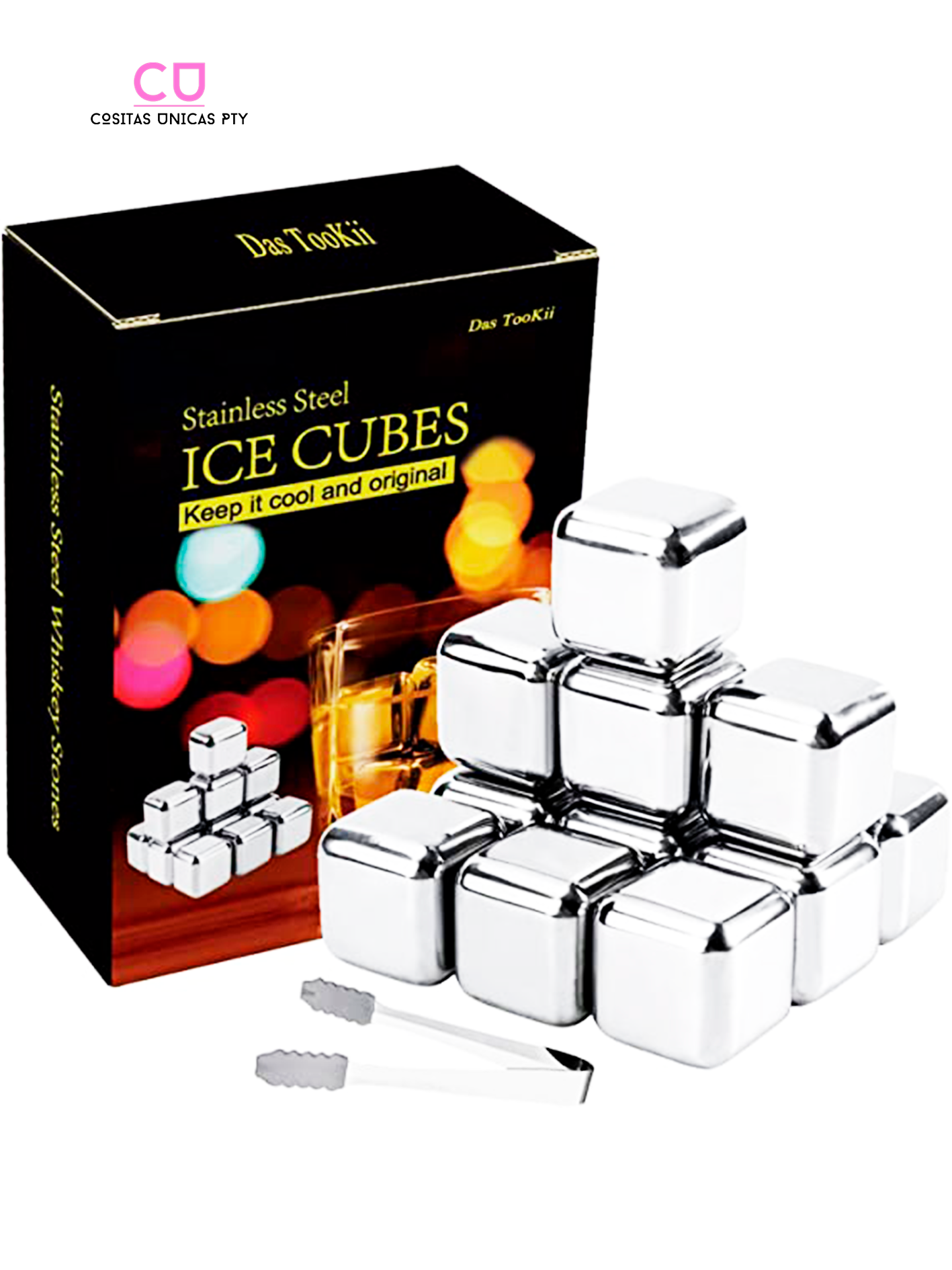 Set X 6 Cubos De Hielo Acero Inox Reutilizable + Estuche