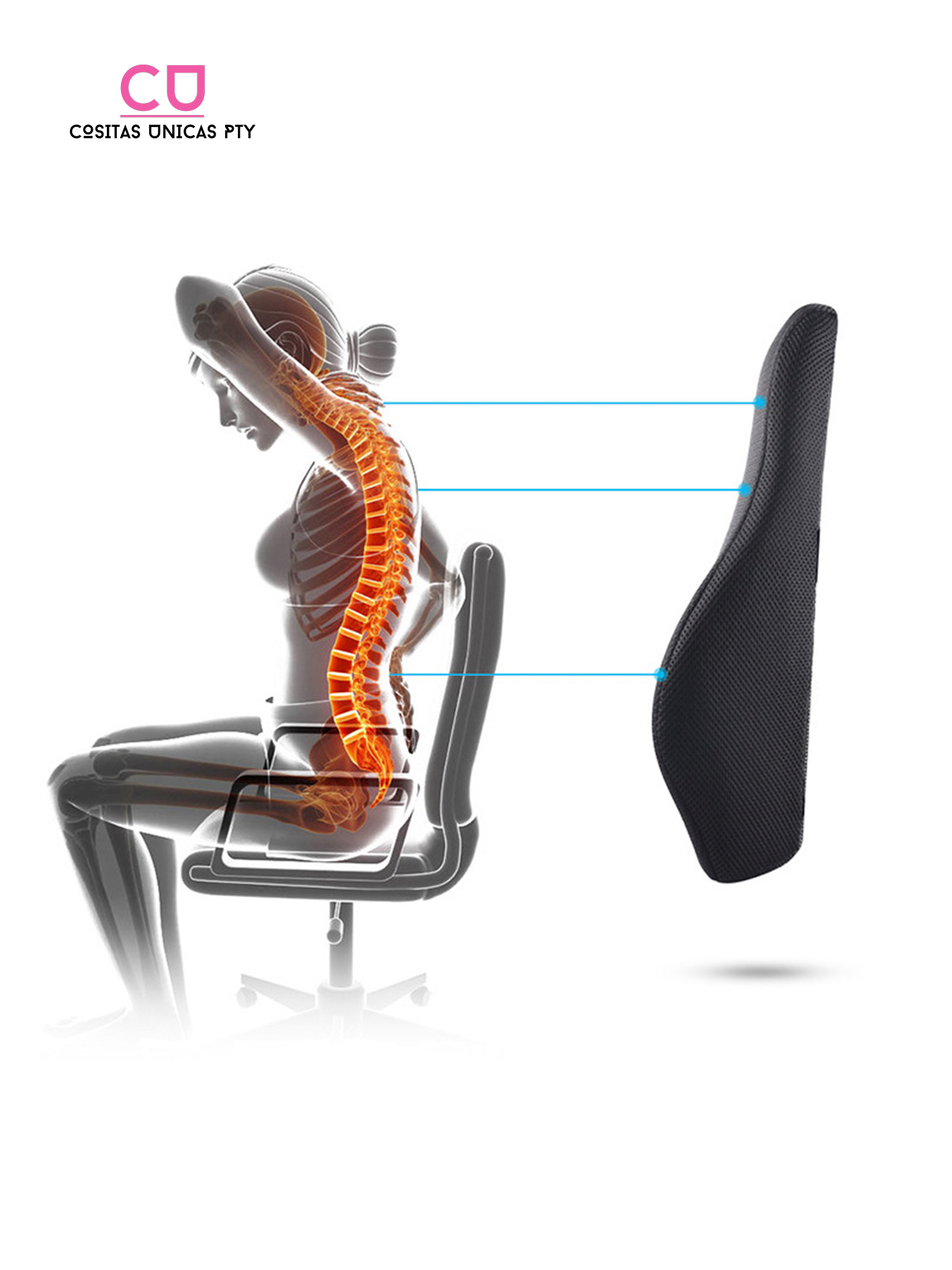 Almohada de apoyo lumbar para silla de oficina Almohada de apoyo para la  espalda
