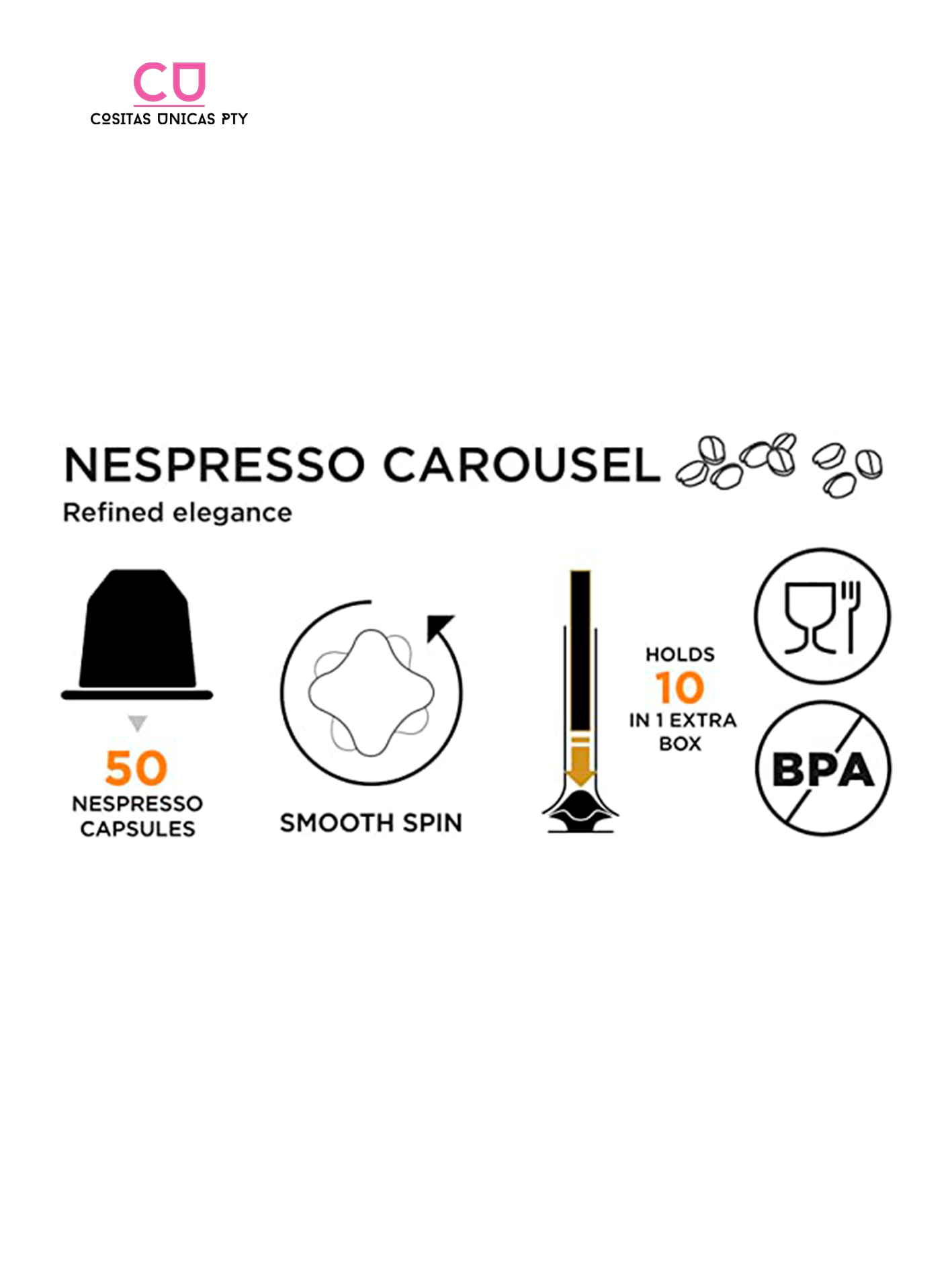 Cajón de almacenamiento para cápsulas de café Nespresso, capacidad 50  cápsulas