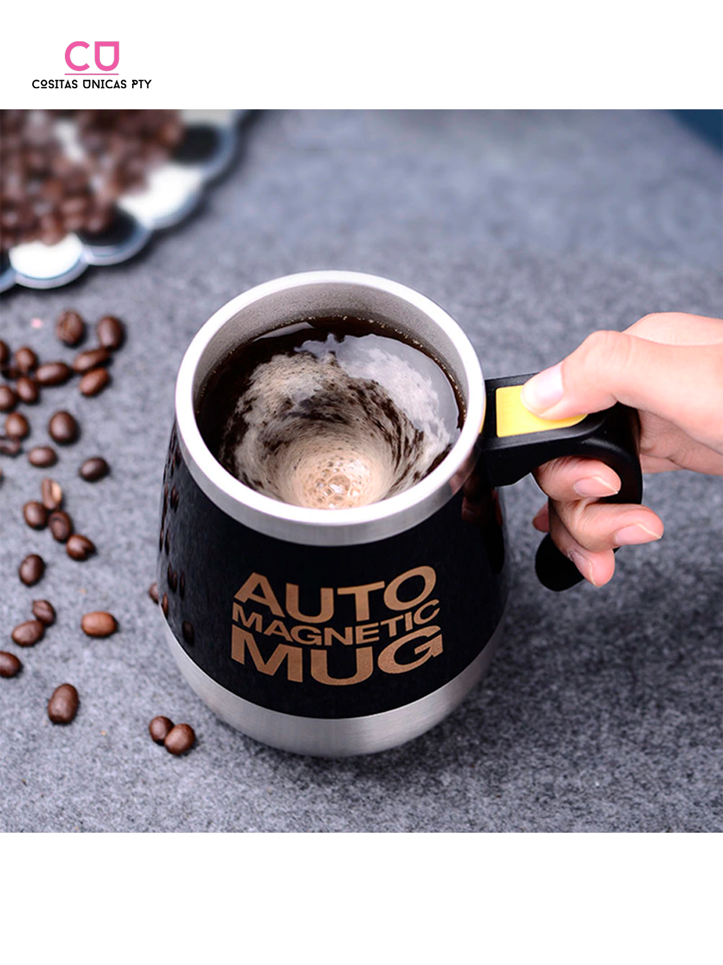 Taza mezcladora automática de café, acero inoxidable, batidor inteligente,  taza térmica